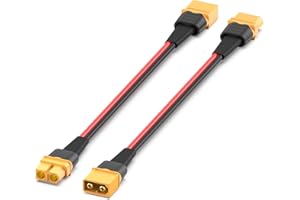 ELFCULB 10AWG 0.5FT XT60 Extension Cable, XT60 Female to Male Connector for RC Battery Portable Power Station Solar Panel(2 pieces)