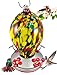 Hummingbird Feeder by Grateful Gnome - Large Hand Blown Stained Glass Feeder for Garden, Patio, Outdoors, Window with Accessories S-Hook, Ant Moat, Brush - 20 fl oz, Speckled Egg Design