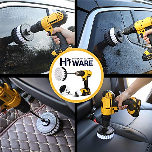 Hiware 4 Pcs Drill Brush Car Detailing Kit with Extend Attachment, Soft