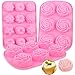 YGEOMET 3pcs Soap Mold, Silicone Flower DIY Mold Rose Handmade Chocolate Biscuit Cake Muffin, Pink