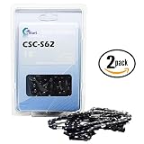 2-Pack Replacement 18" Semi Chisel Saw Chain for Echo, Husqvarna Compatible with - Echo Cs 400, Husqvarna 240, Poulan Wild Thing, Echo Cs 310 (3/8" Pitch, 0.050" Gauge, 62 Drive Links, CSC-S62)