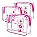 3pcs Lermende Clear Toiletry Bag TSA Approved Travel Cosmetic Makeup Bags Luggage Carry On Airport Airline Compliant Bags - Rose