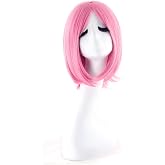 MapofBeauty 12"/30cm Fashion Unisex Short Straight Wig (Pink)
