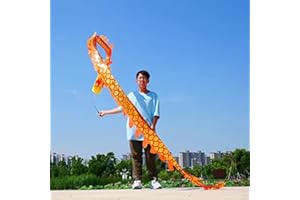 PAIKOOL Juggling Play Golden Scales Dragon Flag Poi with Fiberglass Handstick, Flowy Flinging Outdoor Dance Ribbon with Rod for Fitness Party Stage Performance Prop Set (9.8 Ft, Golden Scale Dragon)