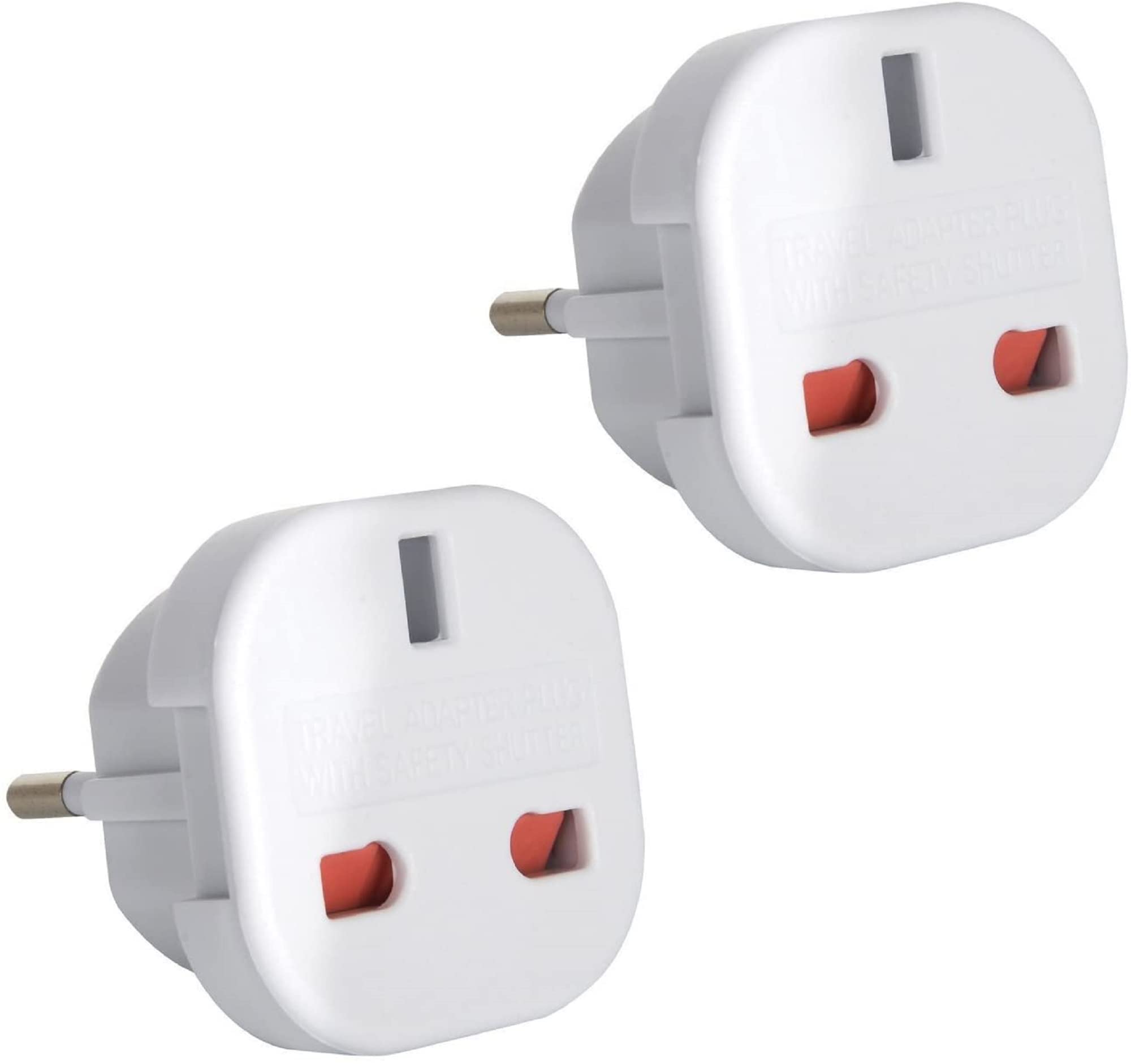 DAPTER's 2 Pack White UK to European Plug Adapter | Travel Adapter UK to Europe | Euro Plug Adapter (Type G to C, E, F) | Travel Plugs UK to EU Countries (SPAIN, ITALY, GREECE, TURKEY, POLAND & More)