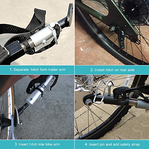 Bicycle Trailer Coupler Hitch, Aluminum Alloy Rear Replacement Alxe Hitch Attachment Adapter for Children Bike Trailers, Black - Thumbnail 3