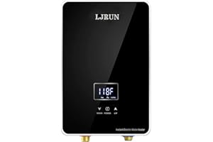 LJRUN Instant Electric Water Heater 240V, 6kW Tankless Water Heater for Kitchen Bathroom with Self Modulating Technology. (Black)