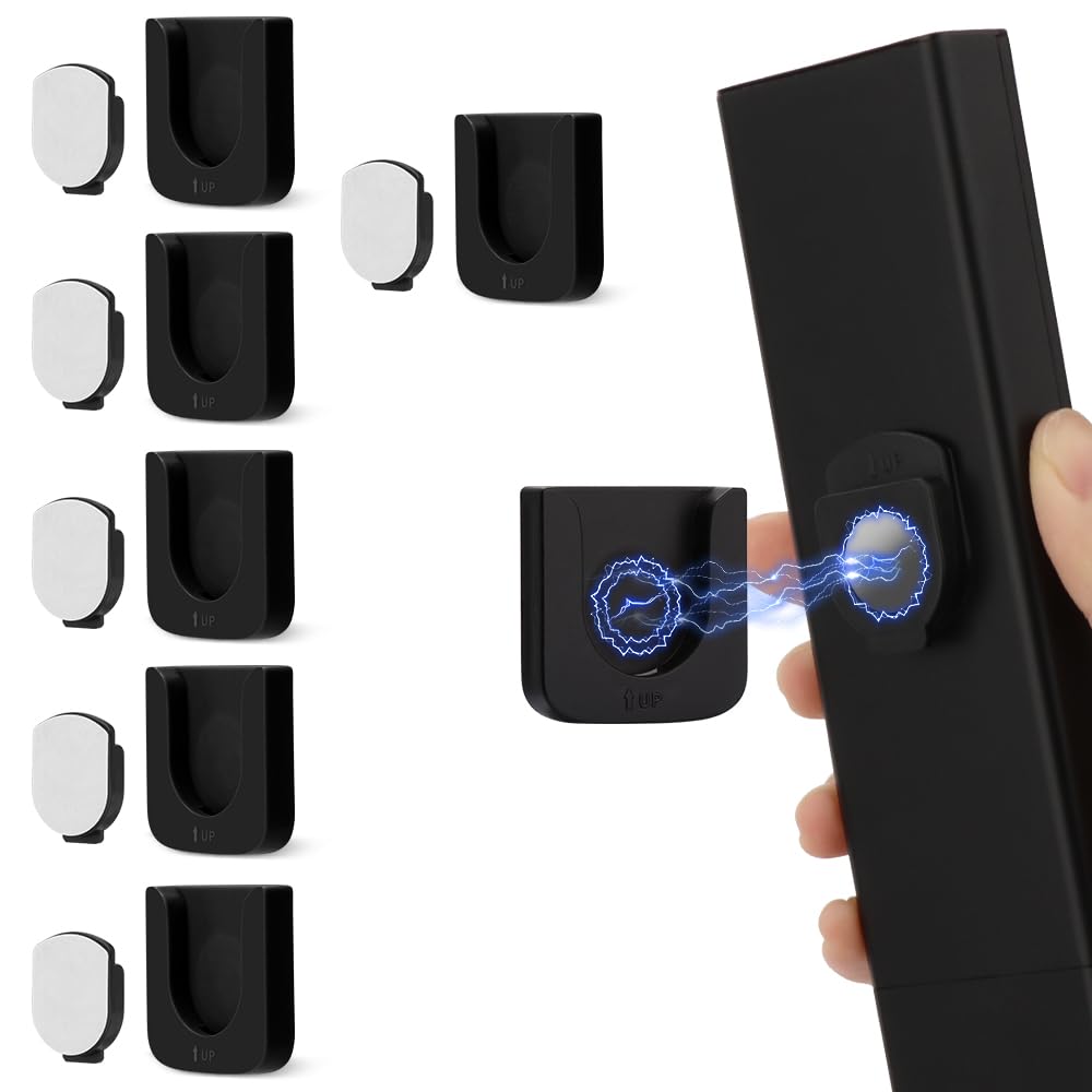 FIDWALL Magnetic Remote Control Holder Wall Mount, Innovative Slot Design for Effortless Organization of Home, Office, and School Supplies - Organize and Fix Remotes with Ease (Black, 6 pack)