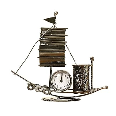 Office Desktop Ornaments Metal Sailboat Mute Table Clock Pen Pencil Holder Luxury Gifts Home Decoration … 518vI6Iad%2BL