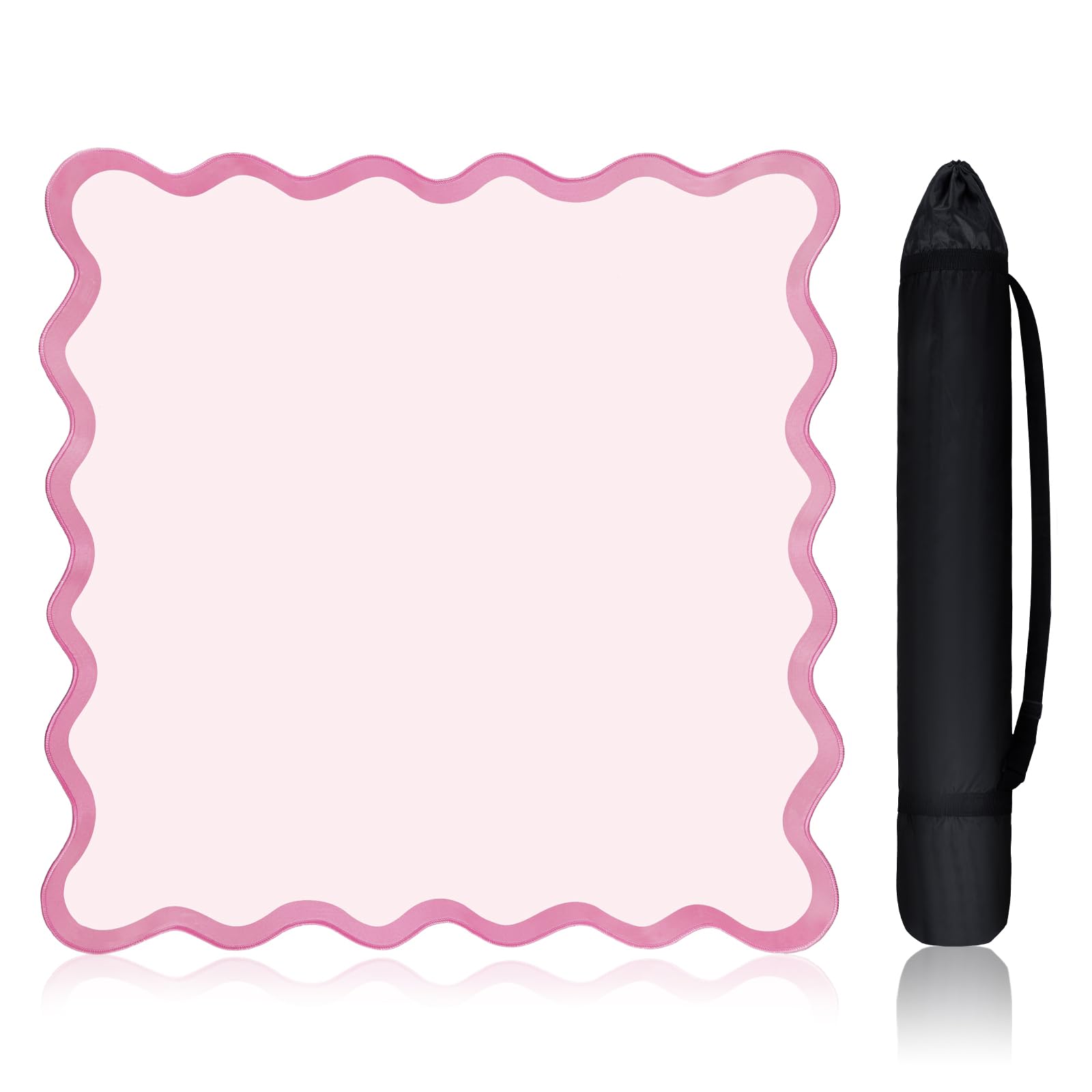 Photo 1 of VioraWhite 22" Mini Majiong Mat for Travel Set Cute Scalloped Small Anti Slip Noise Reduction Mahjong Accessories Gifts Domino & Tile Game Table Mat (Pink)