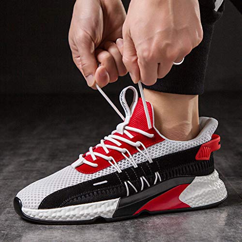DondPO Walking Athletic Shoes Comfort Casual Fashion Sneaker Cross Training Running Footwear for Men Red - Thumbnail 6