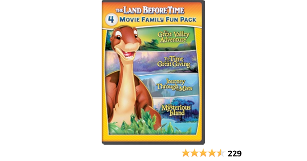 Amazon Com The Land Before Time Ii V 4 Movie Family Fun Pack The Great Valley Adventure The Time Of The Great Giving Journey Through The Mists The Mysterious Island Dvd