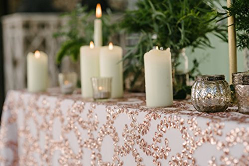 Fanqisi Sequin Tablecloth 50x102inch Rose Gold Vine Tablecloth Rectangle Table Linens Wedding Party Festival Table Decor