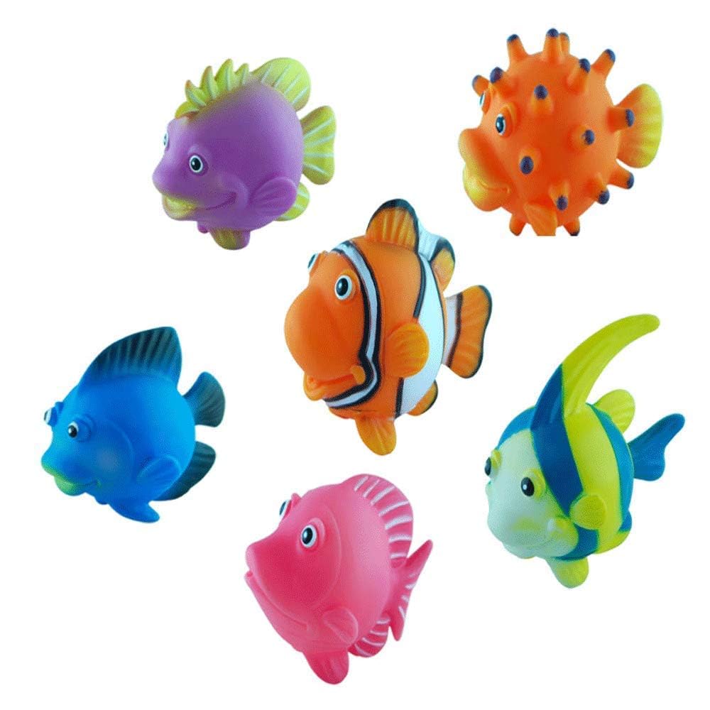 BOHS Assorted Squirting Fish - Cute Floating Cartoon Soft - Baby Bath Play Bathtub Pool Toys,6 pcs