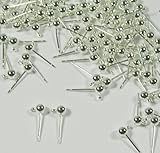 48 Silver Plated Brass Ear Studs 4mm Solid Ball Post with Loop Earring Finding Package of 24 Pair