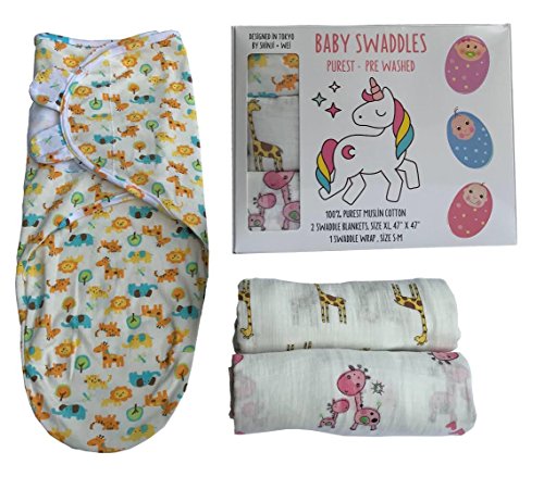 image for SHINJI WEI Muslin Baby Swaddle Blankets - Baby Muslin Wrap Infant Newb