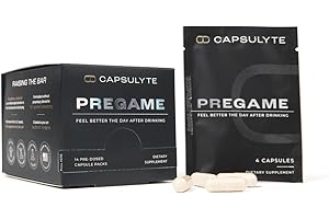 CAPSULYTE Pregame | Prevent Feeling Awful After Drinking | Alcohol Aid and Liver Health | Doctor Formulated | DHM, N-Acetyl Cysteine NAC, Milk Thistle (14 Doses, 56 Capsules)