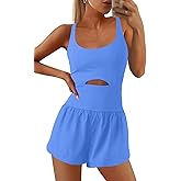 SENSERISE Womens Workout Rompers Athletic Romper Running Onesie One Piece Exercise Jumpsuits Gym Yoga Outfits