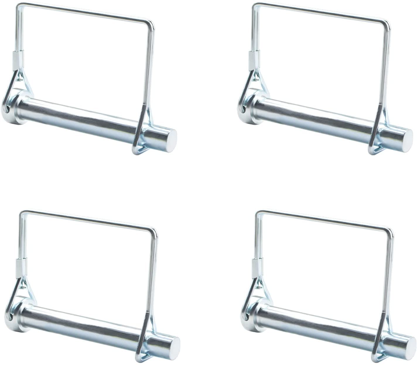INCREWAY 4pcs 5/16" Heavy Duty Safety Coupler Shaft Locking Pin, Silver Steel Round Loop Wire Lock Trailers Pin for Farm Lawn Garden