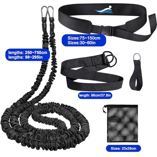 Swimming Belt for Swimming Pool - Professional Swimming Trainer with Adjustable Resistance 2.5-7.5m Swimming Rope Training Belt for Adults and Children, Pool Training Without
