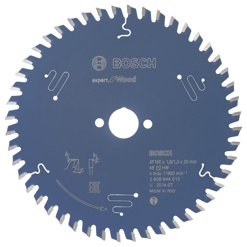 Bosch 2608644015 EXWOH 48 Tooth Top Precision Circular Saw Blade, 0 V, Blue