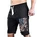 Men's Grunge US American Flag Black Fleece Jogger Sweatpant Gym Shorts Large Black