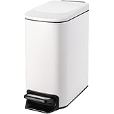 Cesun Small Bathroom Trash Can with Lid Soft Close, Step Pedal, 6 Liter / 1.6 Gallon Stainless Steel Slim Garbage Can for Bedroom, Diaper Waste Basket with Removable Inner Bucket (White)