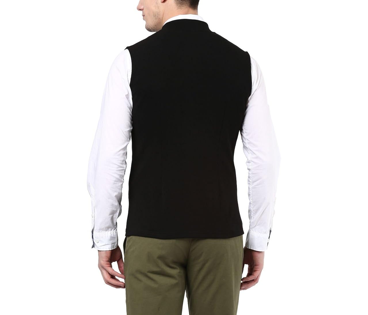 hypernation black color cotton casual waistcoat