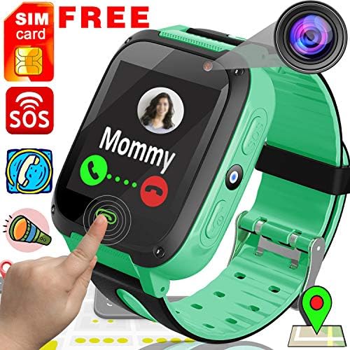 [SIM Card Included] GPS Phone Kids Smart Watch for 3-15 Years Old Girls Boys 1.55'' Touch Cell Phone with SOS Anti-Lost Camera Game Flashlight Alarm School Sport Activity Tracker Thanksgiving Gift