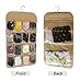 Honla Dual Sided Hanging Closet Organizer with 18 Clear Vinyl Storage Pockets,Rotating Metal Hanger,Space Saving Holder Solution Ideas for Stockings,Socks,Underwear,Jewelry Organization,Brown