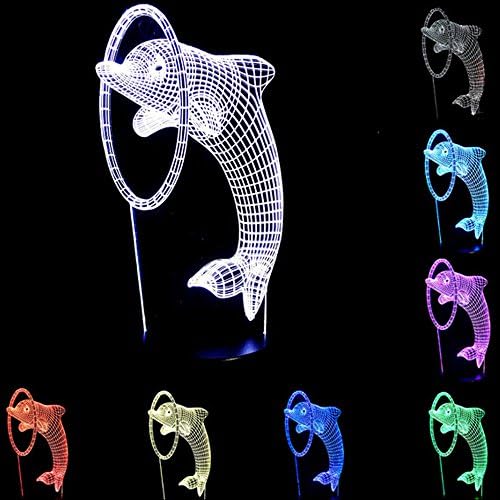 Unitake 3D Illusion Table Desk Lamp LED for Home Bedroom Decoration Kids Birthday Gifts Dolphin