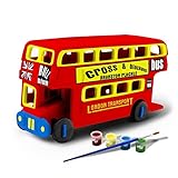 Bfun Wood 3D Vehicle Puzzles London Bus 3D Woodcraft Kit Assemble Paint DIY 3D Puzzle Toys for Kids Adults the Best Birthday Gift