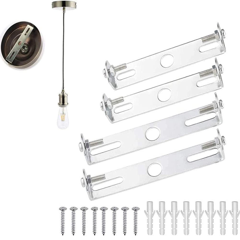 EUYuan 4 Pcs Lighting Fixture Ceiling Plate Bracket 90mm/105mm Stainless Steel Light Fixture Pendant Bracket with Screws for Ceiling Lighting Lamp Base