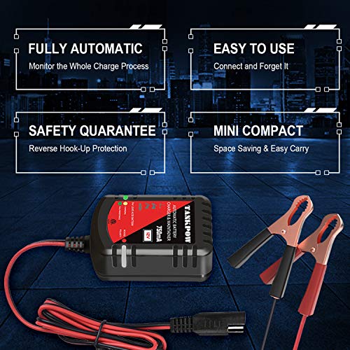 thumbnail image 2 of 12V 750mA Battery Charger & Maintainer – Automatic Trickle Charger For Cars, Motorcycles, Lawn Mowers 2 of 13