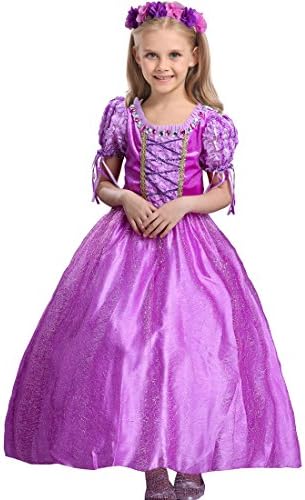 Girls' Purple Princess Dress up Cosplay Fancy Party Outfit Costume for Christmas Halloween 2-3 years old