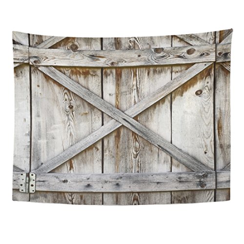 VaryHome Tapestry Door Plank Wooden Wall of Old Barn Wood Hinges Home Decor  Wall Hanging for Living Room Bedroom Dorm 60x80 Inches - Main Image