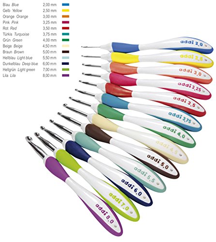 Addi Swing 13-Piece Crochet Hook Set: Multi, Aluminium, Plastic, 2.00mm to 8.00mm