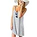 Tenworld Women Striped Beach Slip Dress Loose Party Casual Sundress Mini Dress (S = US 4),Blue,Small