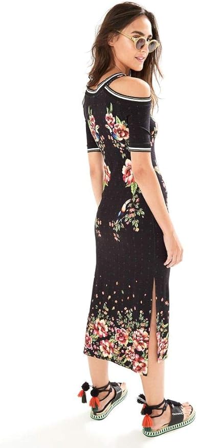 vestido rib floral tukanas