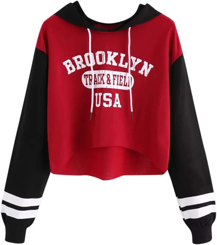 Women Fashion Cropped Hoodie Tie Dye Long Sleeve Sweatshirt Casual Pullover Top