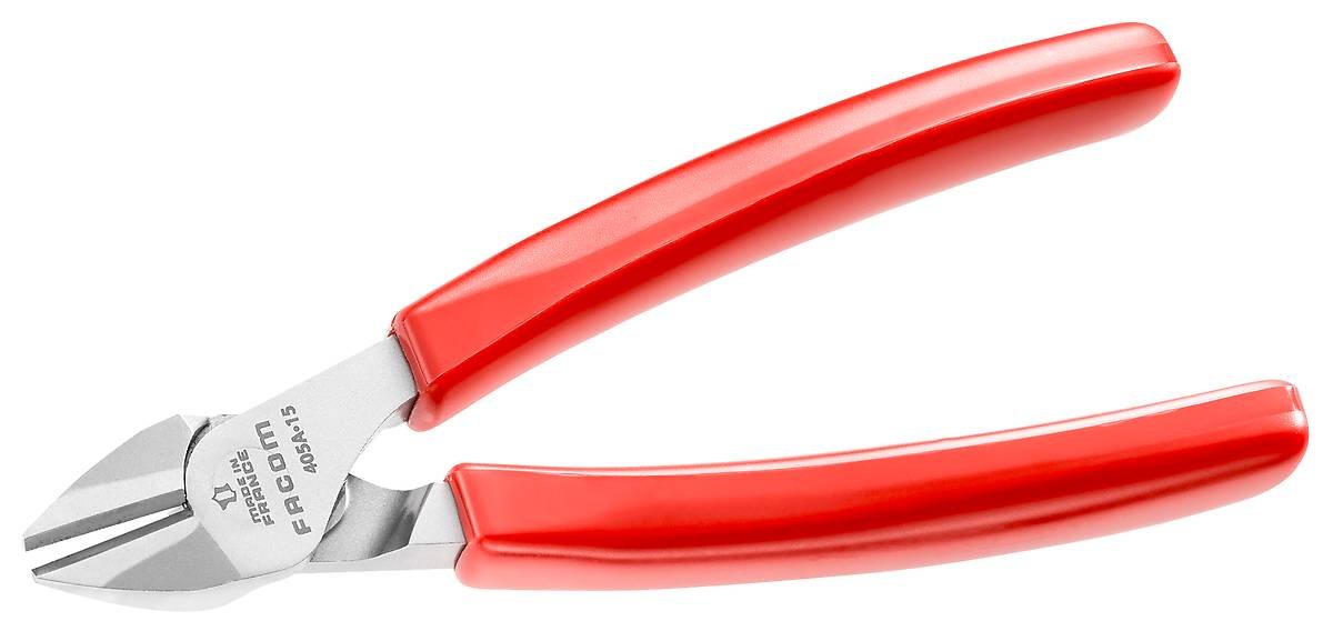 Facom 391A.16G Electrician Diagonal Tapered Nose Pliers with Carved PVC Handle, red, 391A.16G