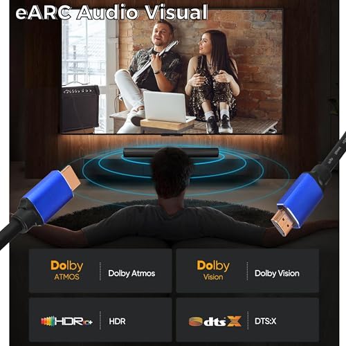 CABO HDMI 8K • 2.1 UHD • 144Hz • MTS • 3D, 48 GBPS, HDR, TV • Games em geral • Conector Banhado Ouro • 1,5 Metros • Premium