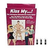 Kiss My Bachelorette Party Poster Game With Blindfold Mask and 3 DuraColor Long Lasting Mushroom Lipsticks | Fun Gag Idea, Novelty Gift For Hen and Bachelorette Parties, Nights Out, Bridal Showers