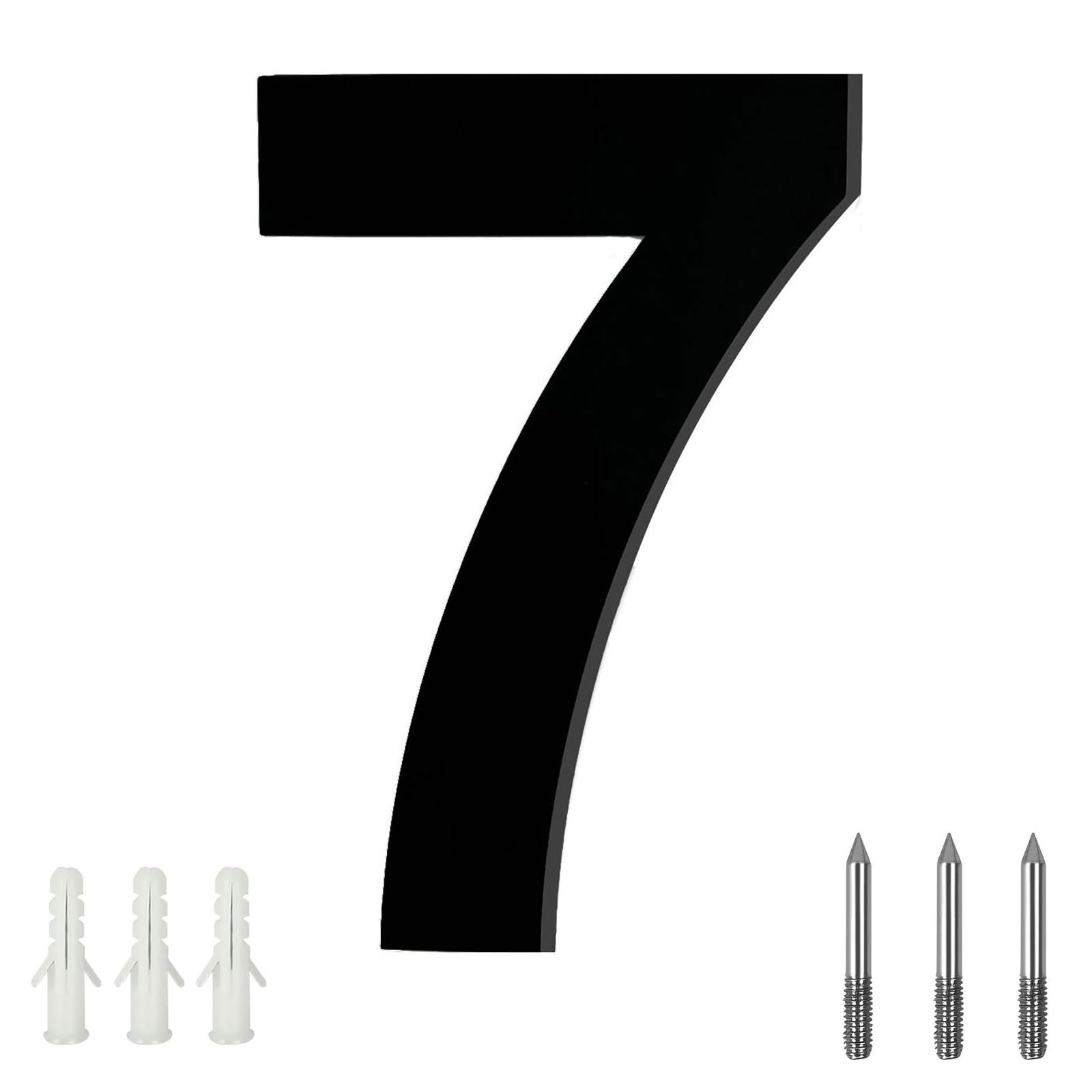 LUCKNIGHT House Numbers, Large Metal House Numbers, Floating Door Number, Made of Solid Stainless Steel, Flush Mount, for Outside Address Number Sign, 8 Inch (20.3 cm), Door Number 7