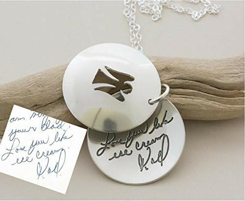 Angel Gift, ORIGINAL HANDWRITING Angel cutout custom engraved handmade sterling silver necklace, Mom Dad keepsake, Gift for Daughter, Sister