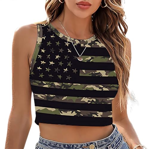 color cosplayer American USA Flag Crop Tank Tops for Women T Shirt Patriotic 4th of July Vest Tops at Amazon