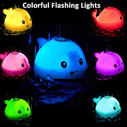 Baby Bath Toys for Toddlers Infant, Whale Water Spray Toys for Kids, LED Light Up Bathtub Shower Toys Squirt Toy Sprinkler Bath Toy, Lovely Baby Shines Pool Toy - Gray