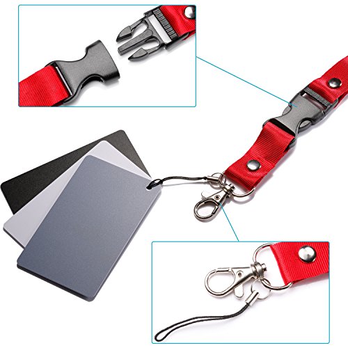 Neewer Digital Grey Card Set - 4" x 5" White Balance Card 18% Gray Card for Digital and Film Photography with Premium Lanyard