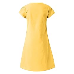 Women's Summer Cotton Linen Dress Loose V-Neck