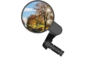 MEACHOW 2022 New Bar End Bike Mirror, 80mm Crystal UHD Automotive Grade Glass Lens E-Bike Mirrors, Scratch Resistant, Safe Rearview Mirrors, (Blue Left Side) ME-021LB